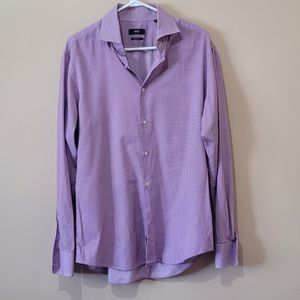 Hugo Boss Purple Houndstooth Button Down Shirt
